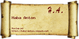Haba Anton névjegykártya